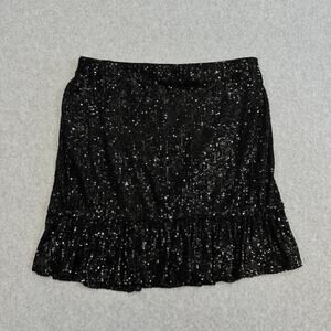 Express Skirt WMNS M Black Sequin Stretch Mini Bodycon Y2K NYE Going Out Party